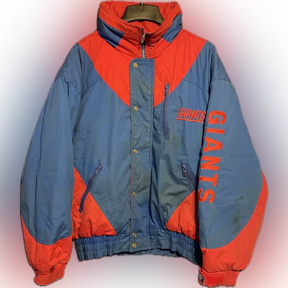 Vintage New York Giants Triple Fat Goose Puffer Jacket Sz Large 1990s NFL